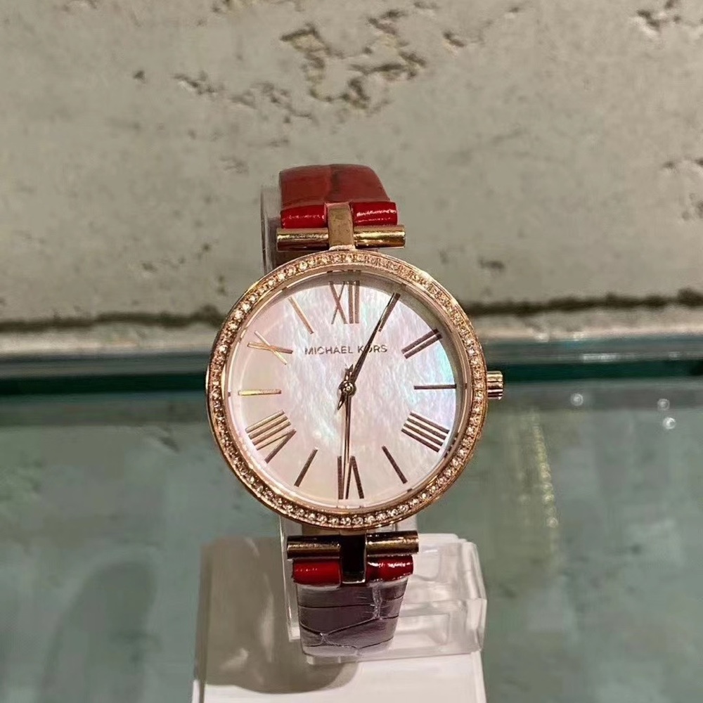 New MICHAEL KORS Women's Red Leather Watch MK2791
